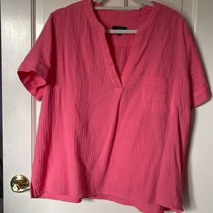 JCrew 100% Cotton Short Sleeve Pink Shirt Size XL